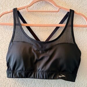 BROOKS Fast Forward Black Crossback Adjustable Straps Sports Bra Womens Sz Large